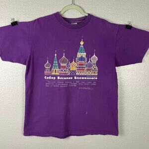 Vintage Delta Cotton Men's XL Purple St. Basil's Cathedral Short Sleeve T-Shirt